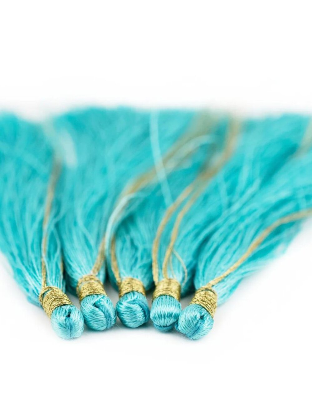 5 Pcs Turquoise Silk Tassels - 9 cm Long